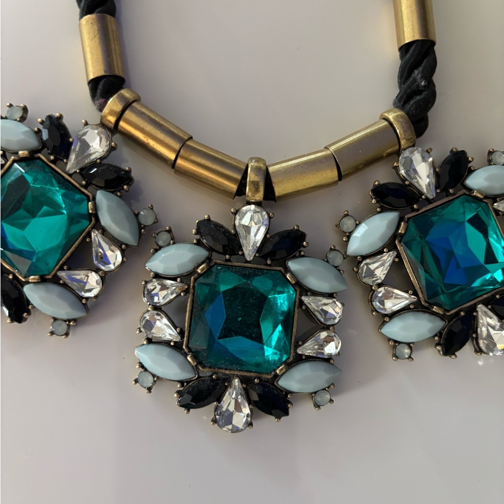 J. Crew Factory Teal and Gold Necklace